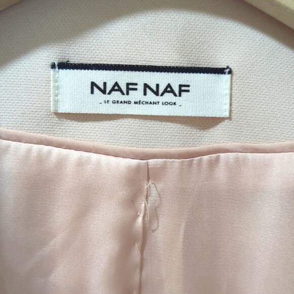 NAF NAF No Lapel Blazer Light Baby Pink Black Trim Women's Size S - Picture 2 of 9